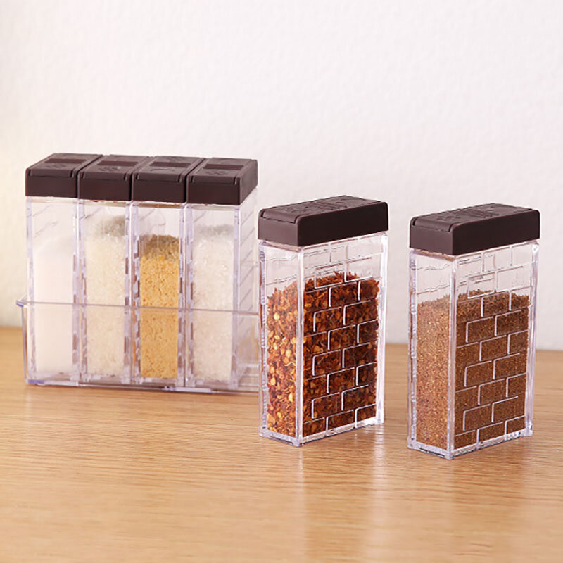 Kitchen Seasoning Box Jar Transparent Salt Pepper Spice Storage Bottle Salt Condiment Cruet Sto